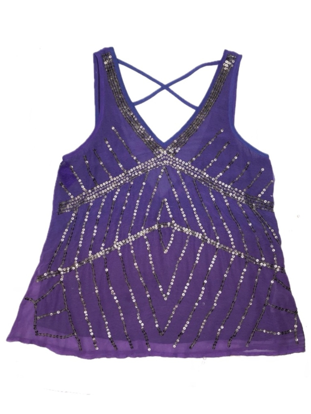 Urban Outfitters Tank Top Boho Sparkly Sequins Ombré Purple XS UO ecoté